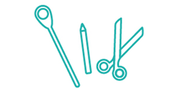Icon mit Schere, Stift und Kochlöffel